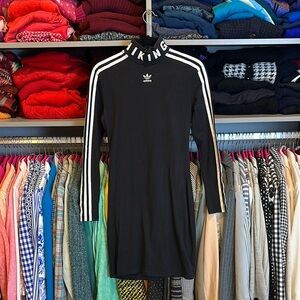 Adidas by Pharrell Williams black long sleeve mock neck t shirt dress size S